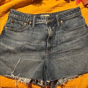 Madewell Blue Jean Shorts High-Waisted Distressed